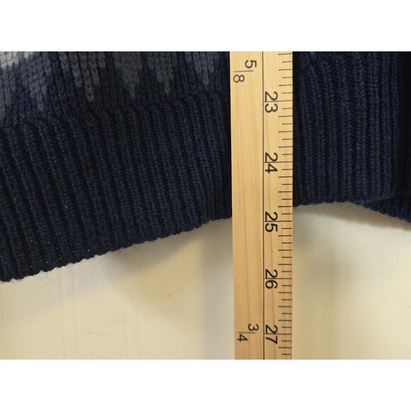 VTG Sears Cardigan Sweater Mens M Knit Buttons Geometric Blue Grandpa Fair Isle - Picture 6 of 7